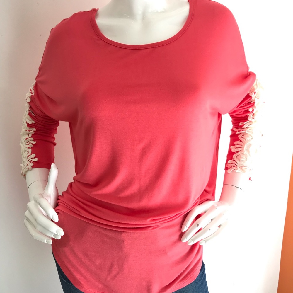 Long Sleeve Tunic Top with Crochet Sleeve details.